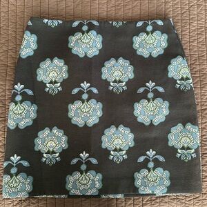 Loft Blue Floral Jacquard Print Skirt 10 floral mini